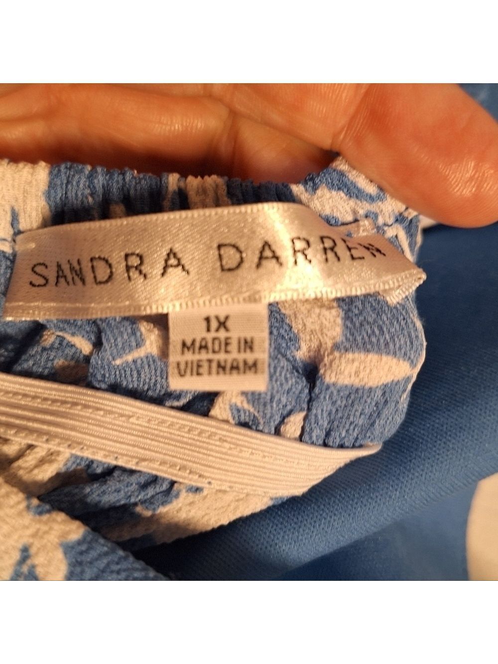 Sandra Darren Blue White Sun Dress Size 1X - Picture 4 of 10